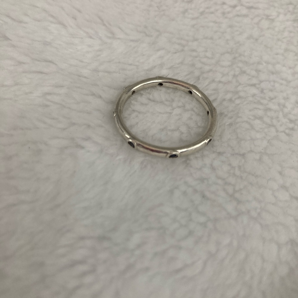 Stackable Sterling G Silver Lab Created Sapphire … - image 2